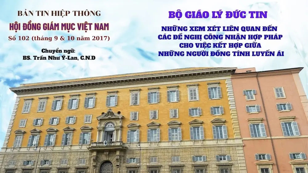 Bộ Giáo lý Đức tin: Những xem xét liên quan đến các đề nghị công nhận hợp pháp cho việc kết hợp giữa những người đồng tính luyến ái